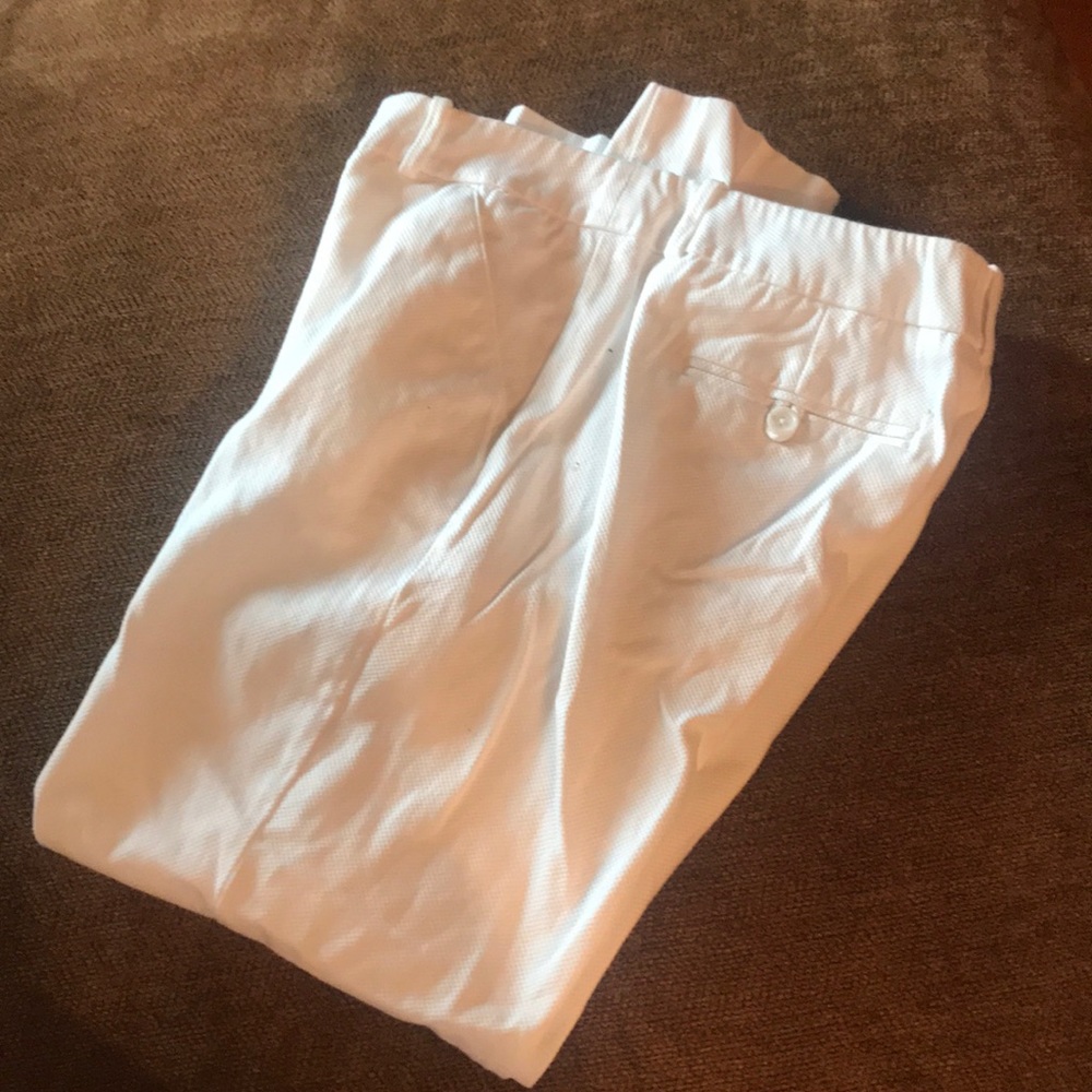 White pique cropped pants, size 10